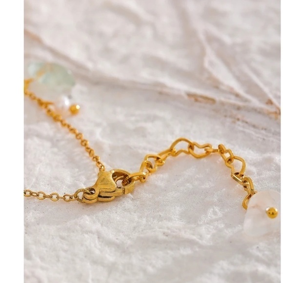 NEW 18k Gold Plated Gemstone Pearl Bracelet - Picture 2 of 6